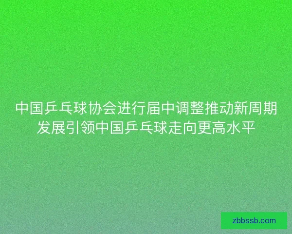 中国乒乓球协会进行届中调整推动新周期发展引领中国乒乓球走向更高水平