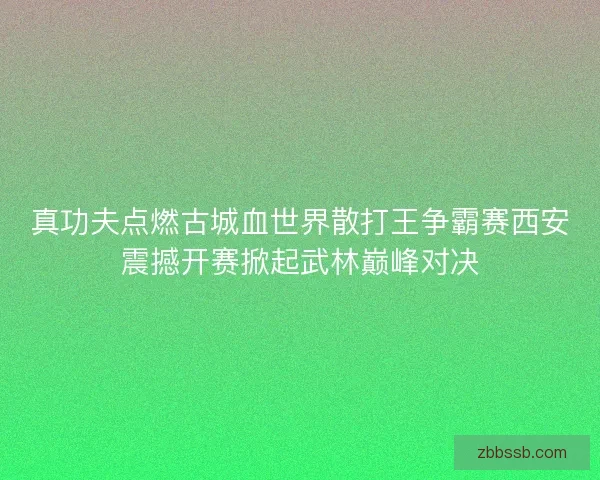 真功夫点燃古城血世界散打王争霸赛西安震撼开赛掀起武林巅峰对决